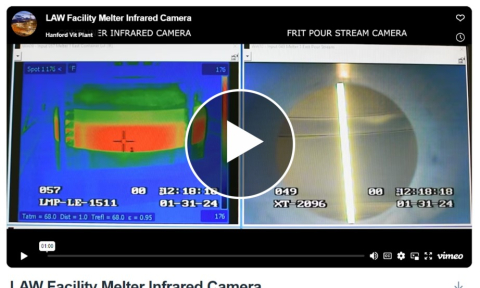 A picture of a screen that shows infrared light with play button over it