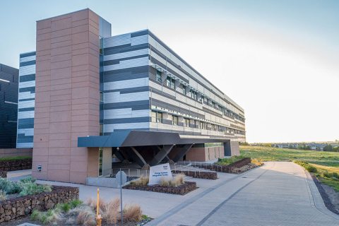 The façade of the National Renewable Energy Laboratory's Energy Systems Integration Facility.
