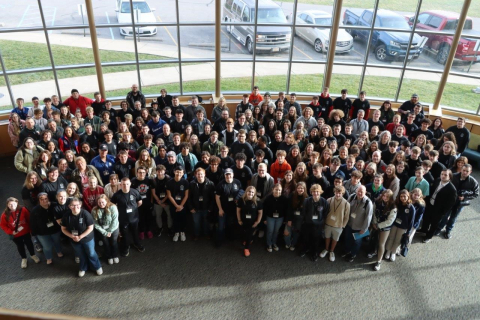 A large group photo of middle and high school students
