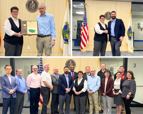 A collage of pictures of EM leadership and other employees