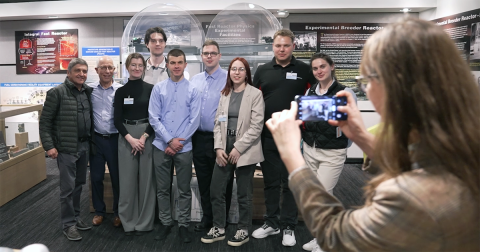 Ukrainian students pose for a group photo during their nuclear energy internship with the U.S. Department of Energy.
