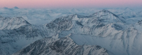 Mountain scenery at dusk.