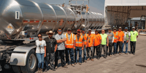 A GIF of rotating images of the Hanford K Basin nuclear facility