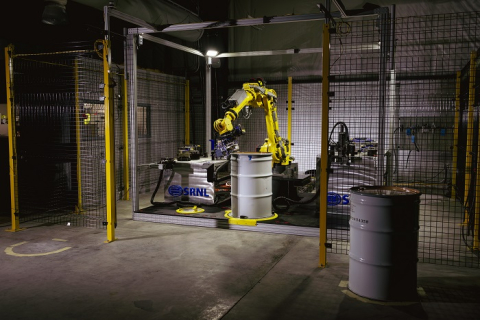 A robotic arm and drum