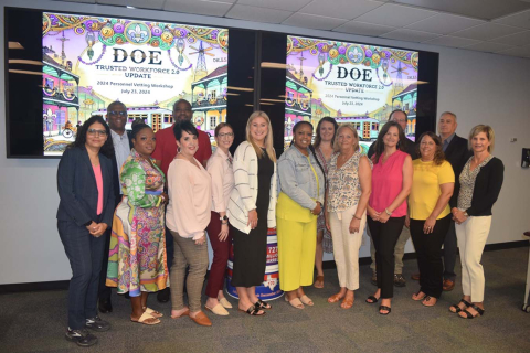 Members of The Office of Departmental Vetting Policy and Outreach team pose at the 2024 Personnel Vetting Workshop