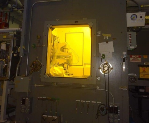 A hot cell machine glowing yellow on the inside