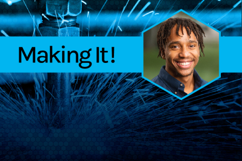 Photo of smiling man beside text that reads "Making It!" (banner version)