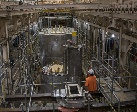 Crews installed an electrolytic dissolver in the H Canyon Chemical Separations Facility at the Savannah River Site.