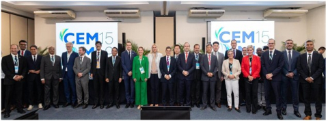 A photograph of Jennifer Granholm along with other high-level senior energy leaders attending the CEM15/MI0-7. 