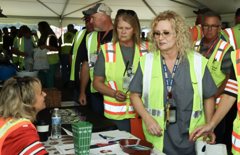 Employees at the Portsmouth Site visit with colleagues and vendors during the Health and Safety Fair.