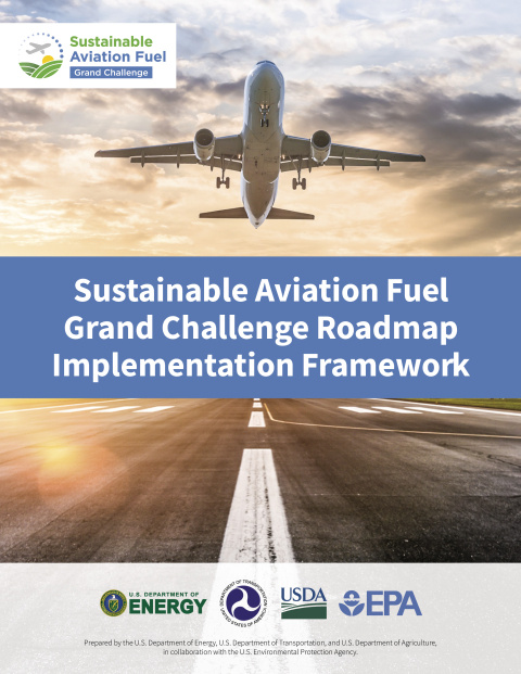 A cover of a report with a photo of a plane taking off