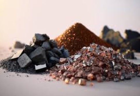 Piles of different earth materials. 