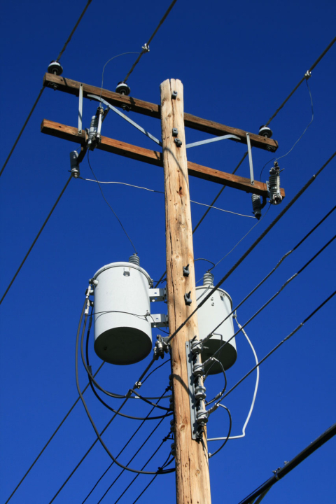 Power Pole With Transformers