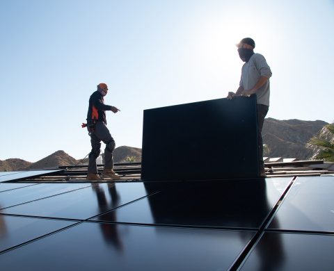 Residential solar system installation in Palm Desert, California.