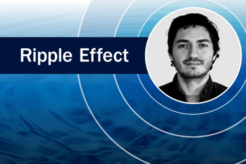 Ripple Effect branded graphic with Juan Gallego-Calderon's headshot 