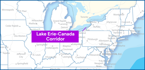 Map of Lake Erie-Canada Corridor