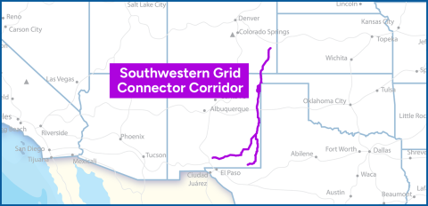 Map of Southwestern Grid Connector Corridor