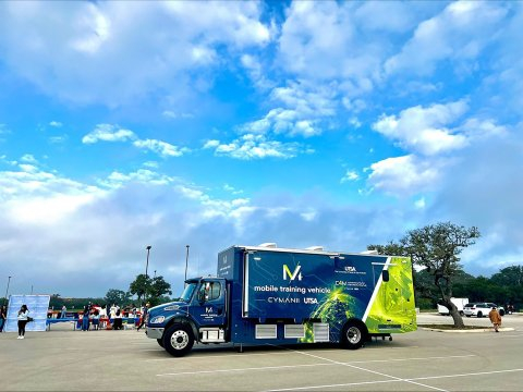 The CyManII Mobile Training Vehicle, seen outside.