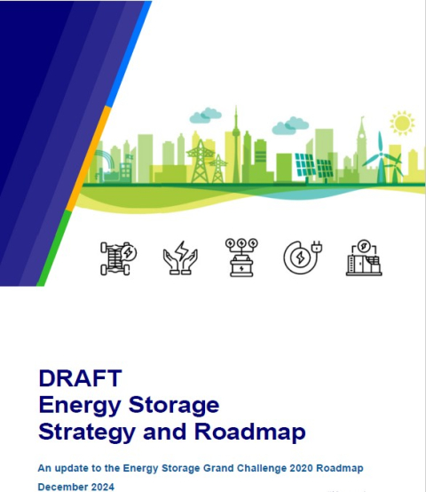 Cover with blue triangle at left and cityscape with energy icons at the bottom.