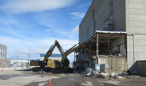 Demolition at the Submarine 1st Generation Westinghouse building at the Naval Reactors Facility.