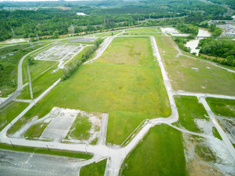 Aerial view of the recently transferred East Tennessee Technology Park 32-acre parcel.
