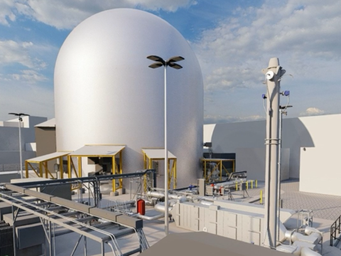 Idaho National Laboratory's DOME facility, a silver dome-like structure against a cloudy sky.