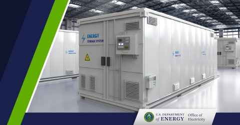A large energy storage unit in a brightly lit room.