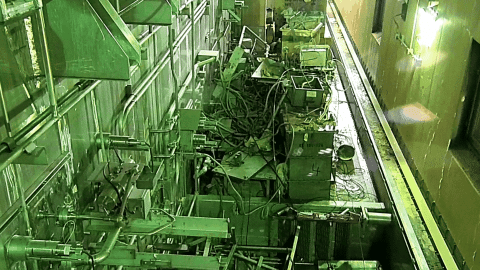 Rotating set of images showing before and after the cleanup of a hot cell