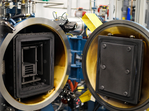 Interior view of the BWX Technologies chemical vapor infiltration furnace