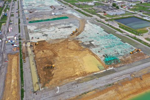 Aerial view of a groundwater plume site