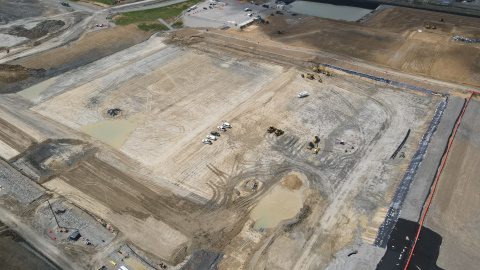 An aerial view of a large disposal facility
