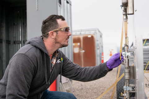 An employees carrying out a sampling