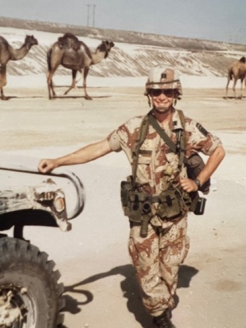 Tim Walsh Army photo with camels in background