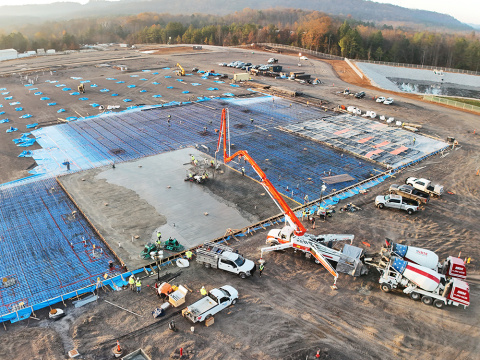 Construction equipment at the site of X-energy's TX-1 fuel fabrication facility.