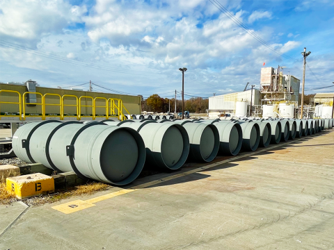 Uranium hexafluoride gas containers.