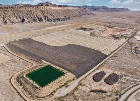 An aerial view of a cleaned up area at the Crescent Junction site in Moab