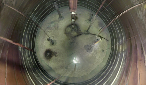 The inside of a waste tank at the Hanford Site