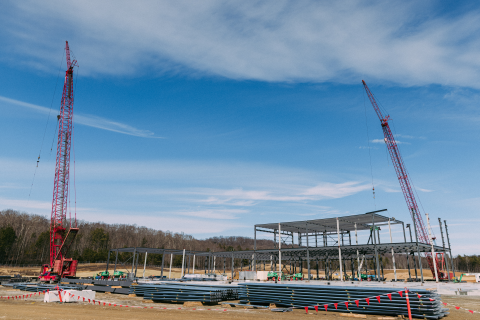 Construction equipment at X-energy's advanced fuel fabrication facility.