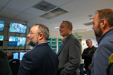 EM Leadership standing in a control room at the Idaho site