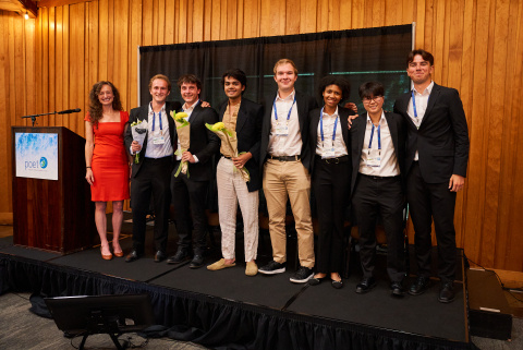 The University of Southern California's MECC team poses with H2O Director Nichole Fitzgerald after taking home the 2026 grand prize