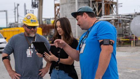 Employees wearing protective gear outdoors at the Savannah River Site
