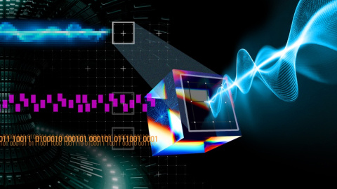 An illustrator’s depiction of data gathered from sensors being analyzed by artificially intelligent software. 