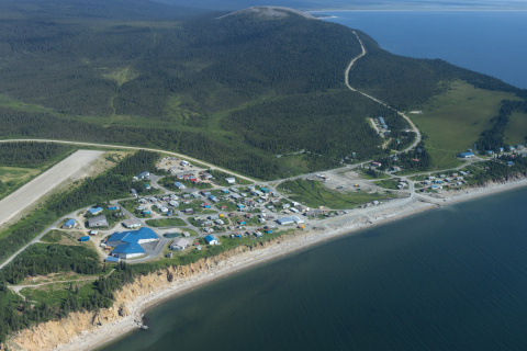 Aerial view of Elim Alaska, which is a community with a microgrid. 