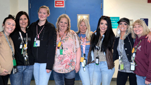 A group of women who work at the Idaho Site pose for a picture