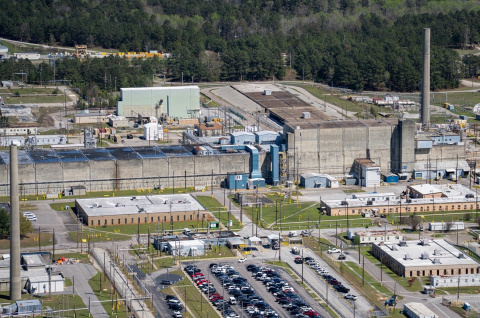 Aerial view of a facility building at the Savannah River Site