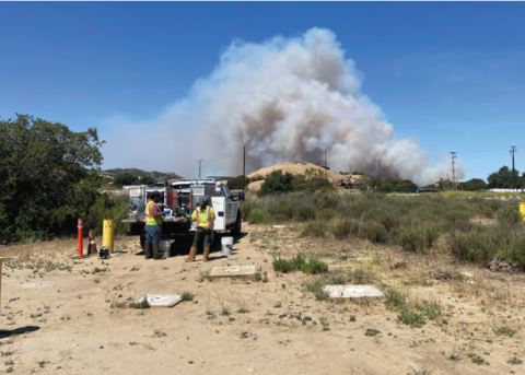 DOE workers monitor Sandy Fire smoke plume