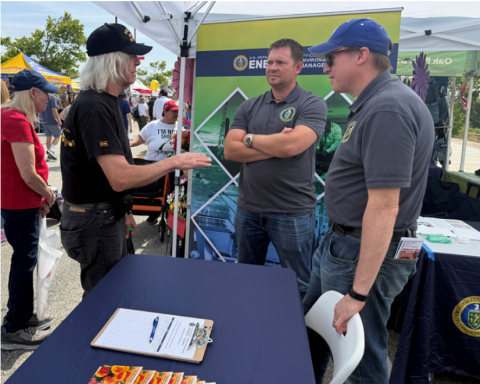 Community discussion at the street fair