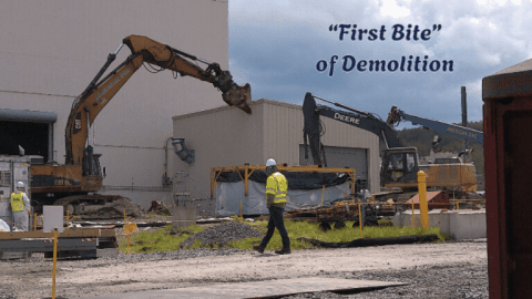 Rotating set of images of demolition at the West Valley Site