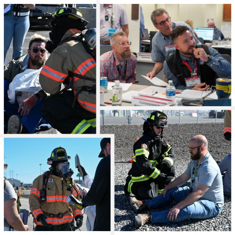 Collage of photos of safety training occurring at the Hanford Site