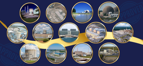 Photo collage of nuclear power plants